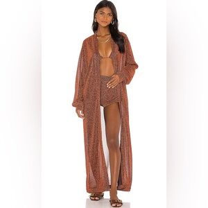 Oséree Lumiere Long Kaftan in Metallic Bronze
